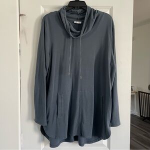 J.Jill pureJill Luxe Tencel gray relaxed drawstring tunic top Women Large EUC